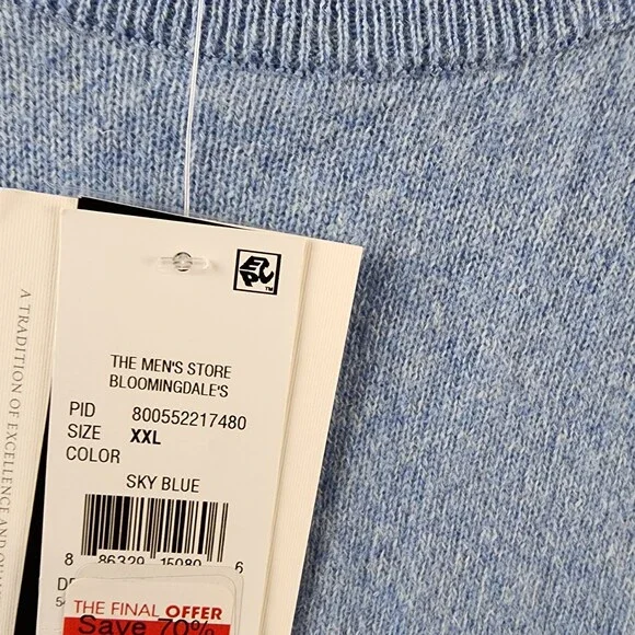 The Men's Store at Bloomingdale's Cashmere Crewneck Sweater XXL Sky Blue